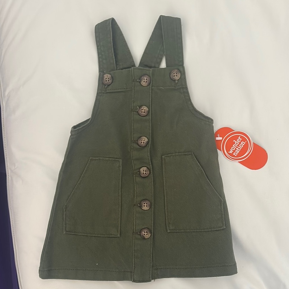 Wonder Nation Green Kids Overall Dress